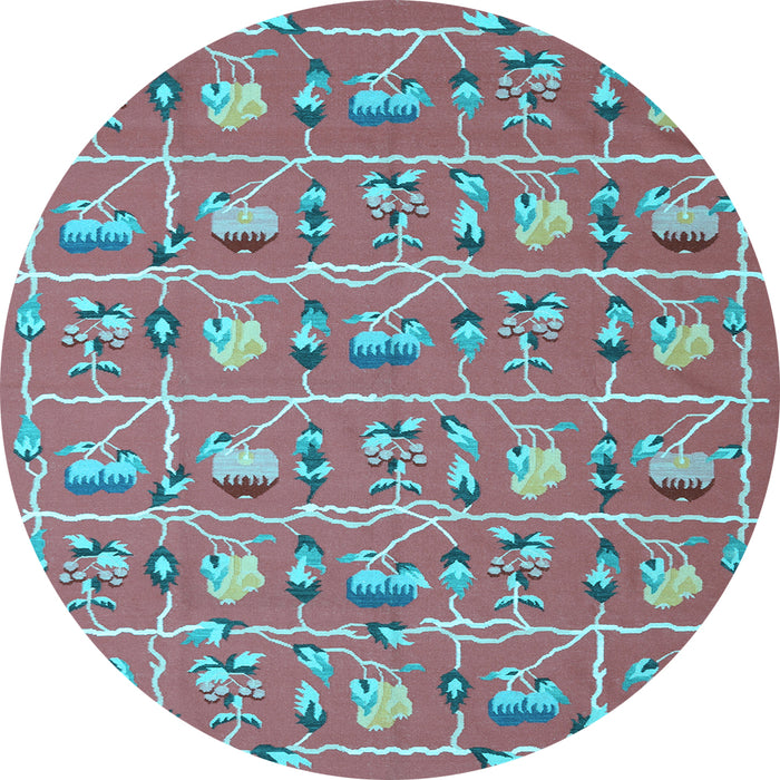 Round Abstract Light Blue Contemporary Rug, con2389lblu