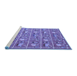 Sideview of Machine Washable Abstract Blue Contemporary Rug, wshcon2389blu