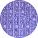 Round Machine Washable Abstract Blue Contemporary Rug, wshcon2389blu