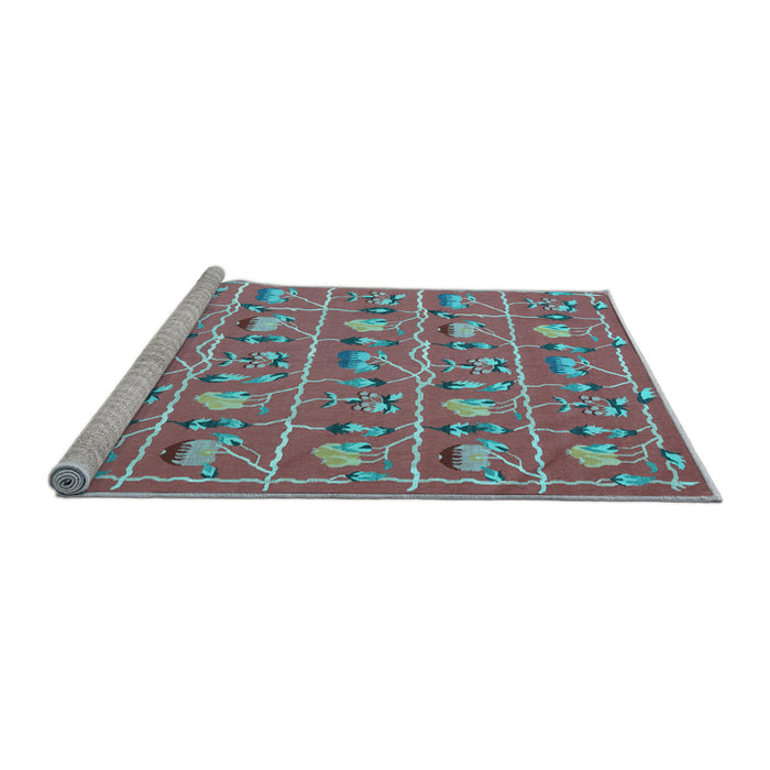 Sideview of Machine Washable Abstract Light Blue Contemporary Rug, wshcon2389lblu