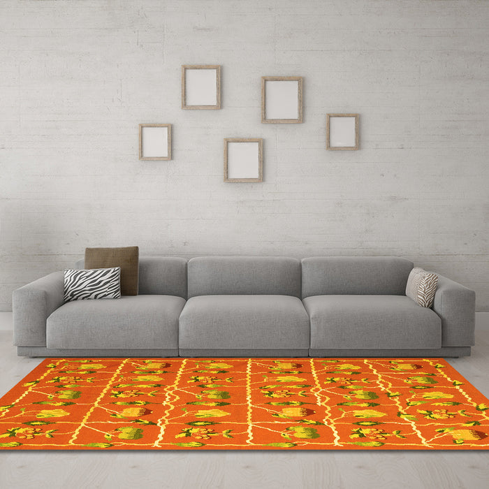 Machine Washable Abstract Yellow Contemporary Rug in a Living Room, wshcon2389yw