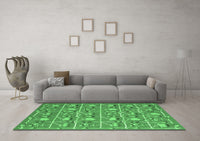 Machine Washable Abstract Emerald Green Contemporary Rug, wshcon2389emgrn