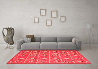 Machine Washable Abstract Red Contemporary Rug, wshcon2389red