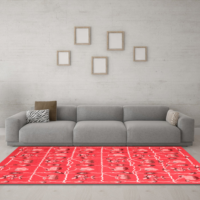 Contemporary Red Washable Rugs