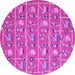 Round Machine Washable Abstract Purple Contemporary Area Rugs, wshcon2389pur