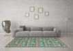 Machine Washable Abstract Turquoise Contemporary Area Rugs in a Living Room,, wshcon2389turq