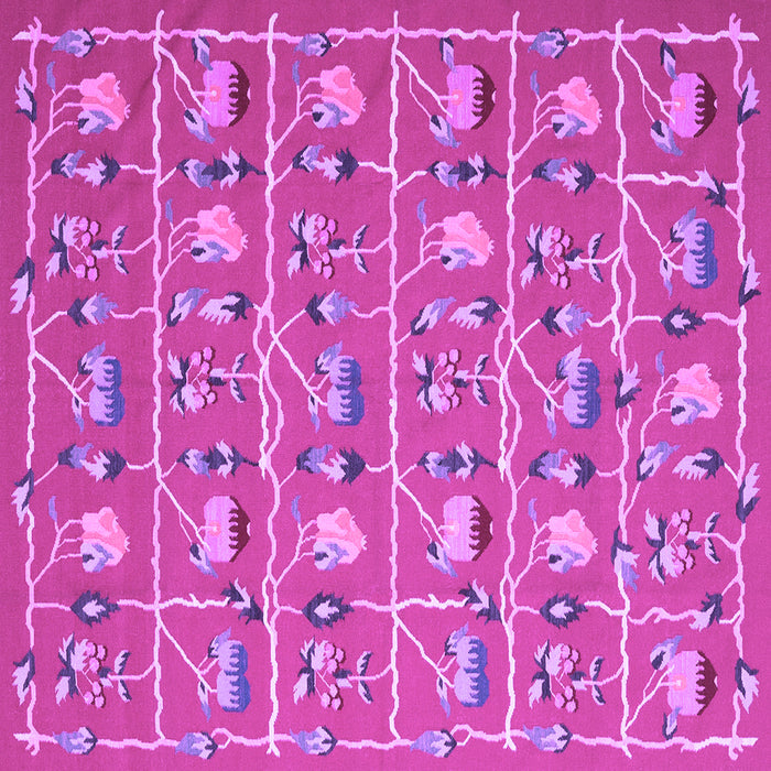 Square Machine Washable Abstract Purple Contemporary Area Rugs, wshcon2389pur