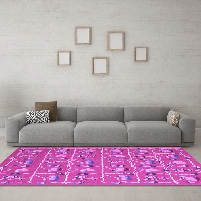 Machine Washable Abstract Purple Contemporary Area Rugs in a Living Room, wshcon2389pur