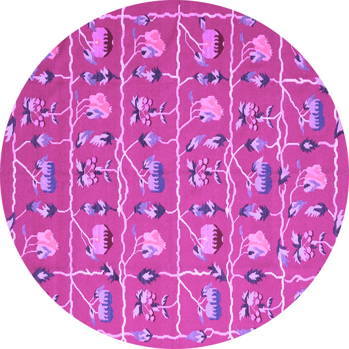 Round Abstract Purple Contemporary Rug, con2389pur
