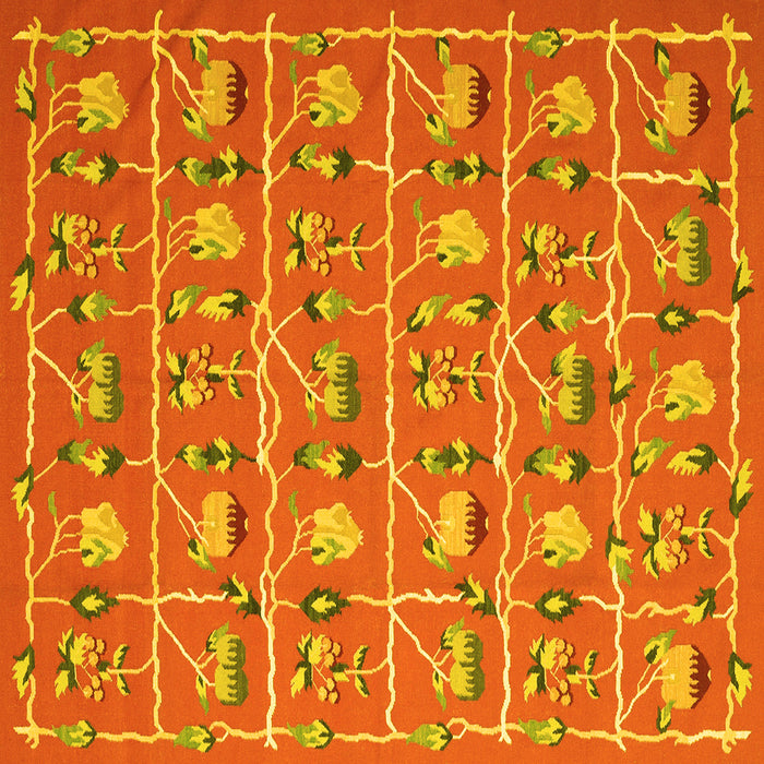 Square Abstract Yellow Contemporary Rug, con2389yw