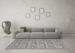 Machine Washable Abstract Gray Contemporary Rug in a Living Room,, wshcon2389gry