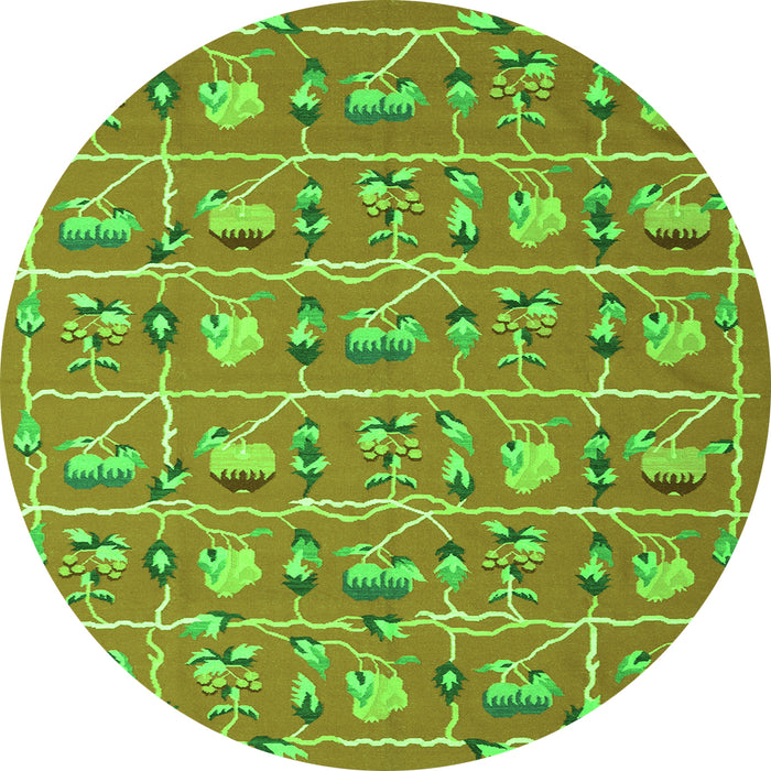 Square Abstract Green Contemporary Rug, con2389grn