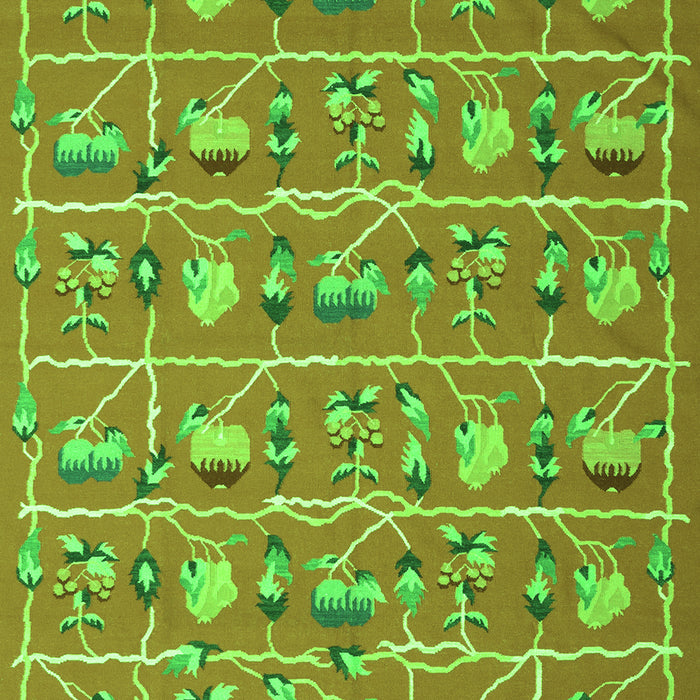 Serging Thickness of Machine Washable Abstract Green Contemporary Area Rugs, wshcon2389grn