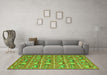 Machine Washable Abstract Green Contemporary Area Rugs in a Living Room,, wshcon2389grn