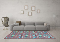 Machine Washable Abstract Light Blue Contemporary Rug, wshcon2389lblu