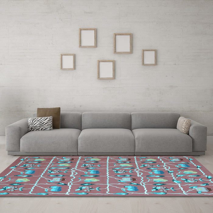 Machine Washable Abstract Light Blue Contemporary Rug in a Living Room, wshcon2389lblu