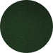 Round Machine Washable Abstract Emerald Green Contemporary Area Rugs, wshcon238emgrn