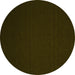 Round Abstract Yellow Contemporary Rug, con238yw