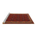 Serging Thickness of Machine Washable Contemporary Saddle Brown Rug, wshcon2390