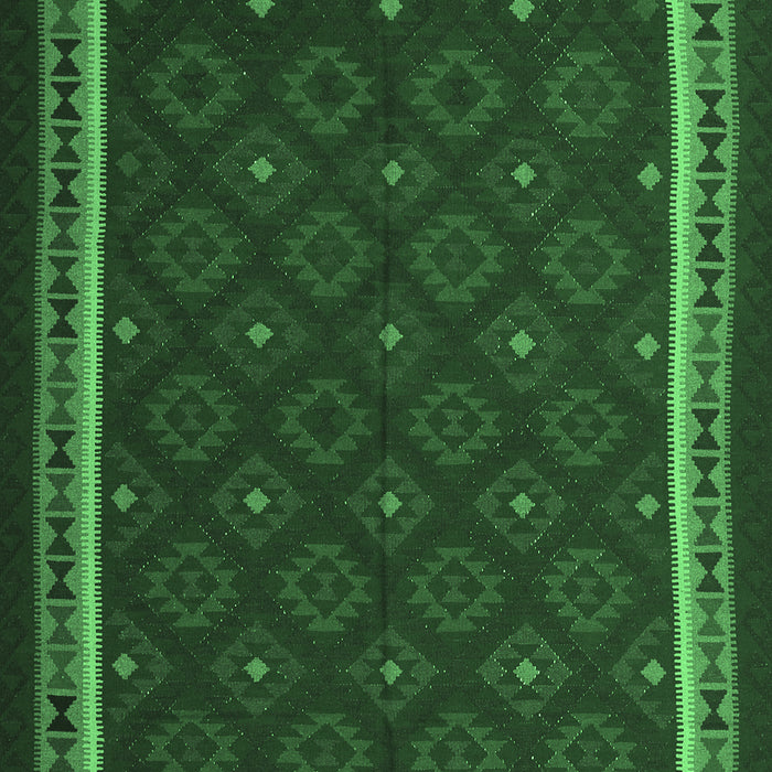 Machine Washable Oriental Emerald Green Traditional Area Rugs, wshcon2390emgrn