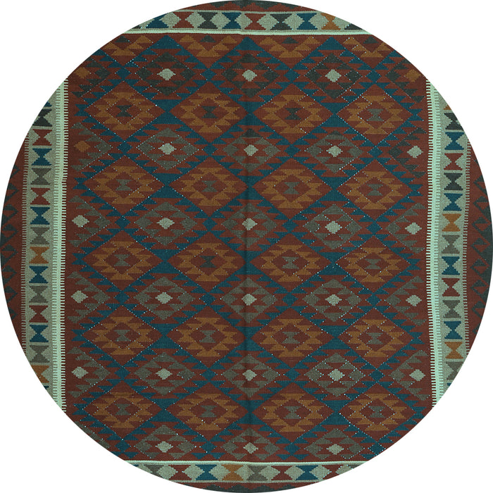 Round Machine Washable Oriental Light Blue Traditional Rug, wshcon2390lblu