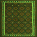 Round Machine Washable Oriental Green Traditional Area Rugs, wshcon2390grn