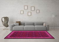 Machine Washable Oriental Pink Traditional Rug, wshcon2390pnk