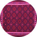 Round Machine Washable Oriental Pink Traditional Rug, wshcon2390pnk