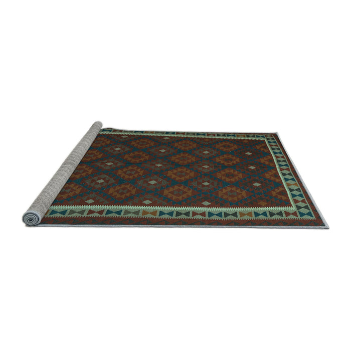 Sideview of Machine Washable Oriental Light Blue Traditional Rug, wshcon2390lblu