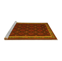 Sideview of Machine Washable Oriental Yellow Traditional Rug, wshcon2390yw