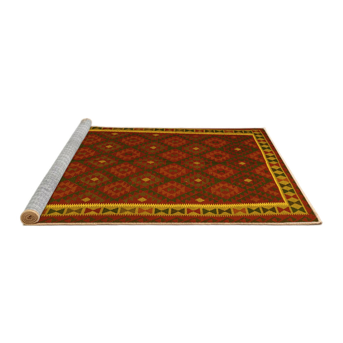 Sideview of Machine Washable Oriental Yellow Traditional Rug, wshcon2390yw