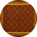 Round Oriental Yellow Traditional Rug, con2390yw