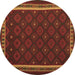 Round Machine Washable Oriental Brown Traditional Rug, wshcon2390brn