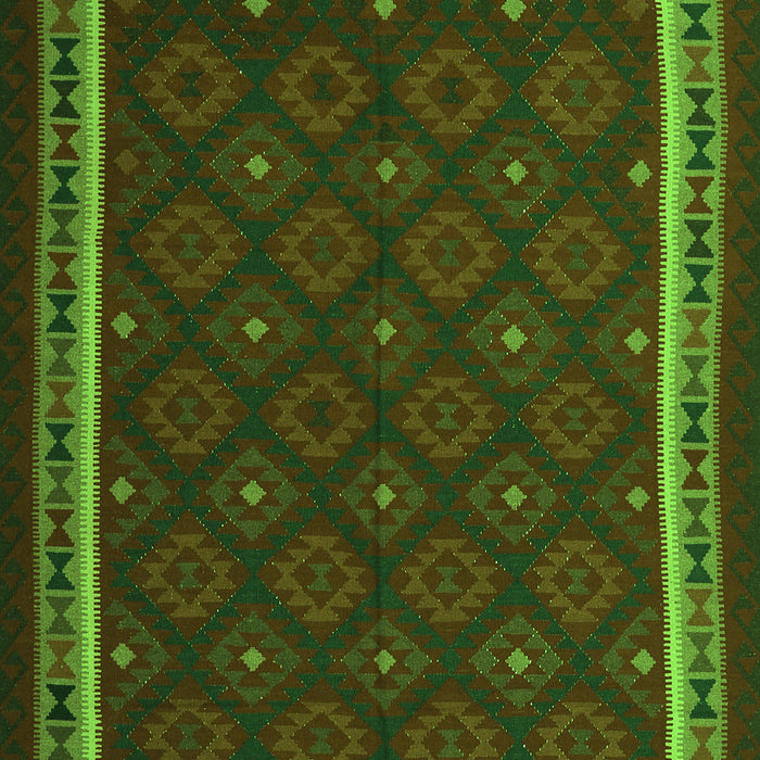 Serging Thickness of Machine Washable Oriental Green Traditional Area Rugs, wshcon2390grn