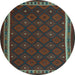 Round Oriental Light Blue Traditional Rug, con2390lblu