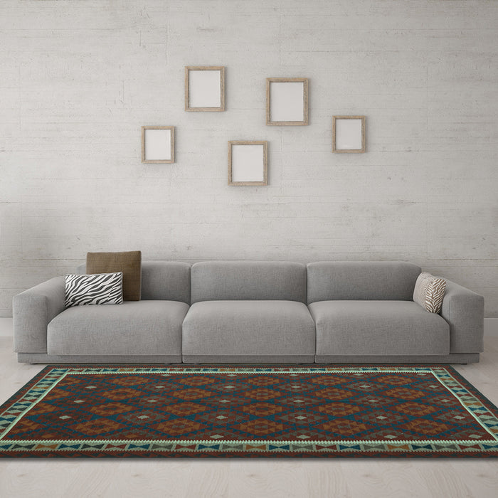 Machine Washable Oriental Light Blue Traditional Rug in a Living Room, wshcon2390lblu