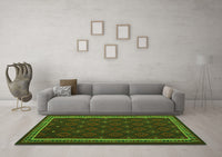 Machine Washable Oriental Green Traditional Rug, wshcon2390grn