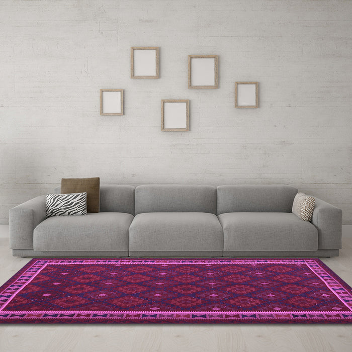 Machine Washable Oriental Purple Traditional Area Rugs in a Living Room, wshcon2390pur