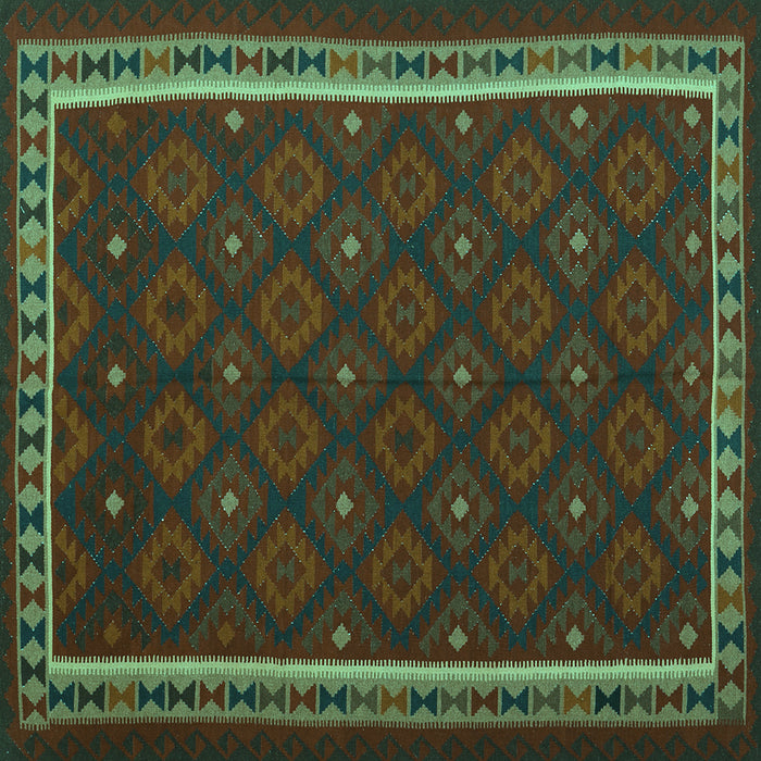 Square Oriental Turquoise Traditional Rug, con2390turq