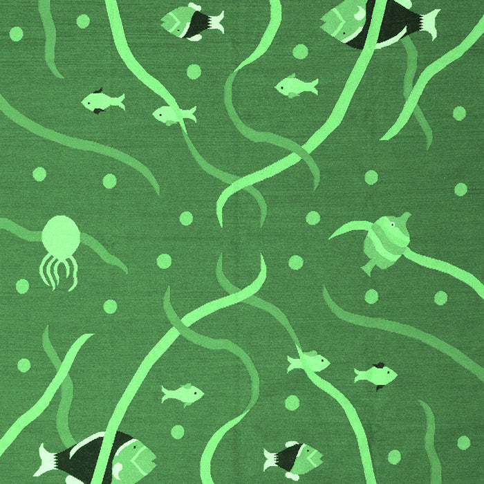 Machine Washable Abstract Emerald Green Contemporary Area Rugs, wshcon2391emgrn