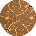 Square Abstract Orange Contemporary Rug, con2391org