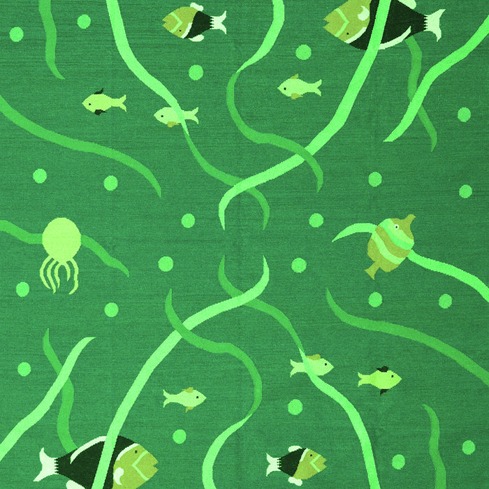 Abstract Green Contemporary Rug, con2391grn