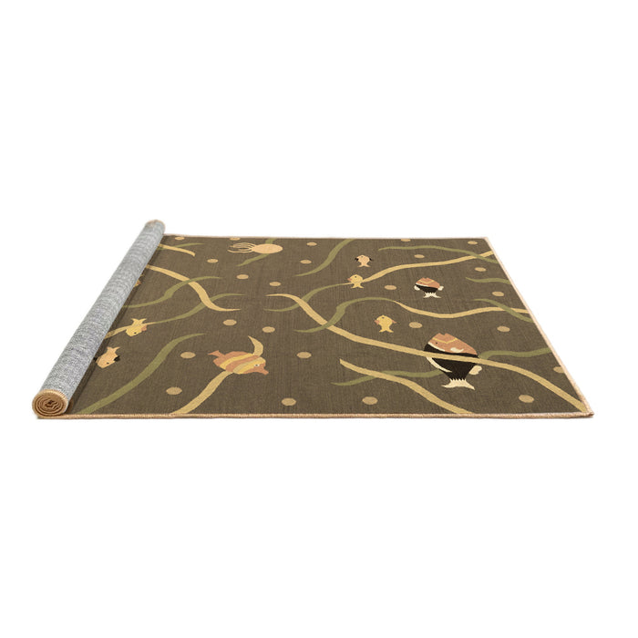Sideview of Machine Washable Abstract Brown Contemporary Rug, wshcon2391brn