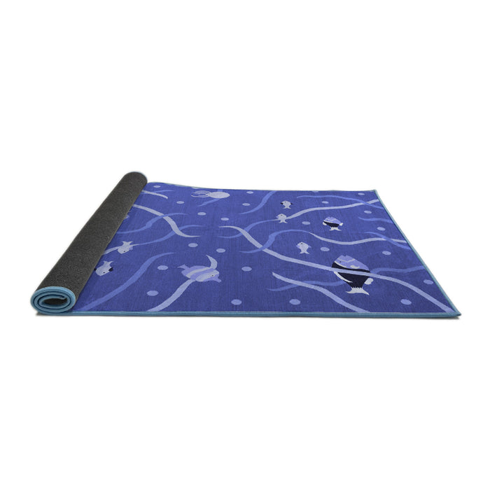 Sideview of Abstract Blue Contemporary Rug, con2391blu