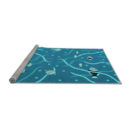 Sideview of Machine Washable Abstract Light Blue Contemporary Rug, wshcon2391lblu