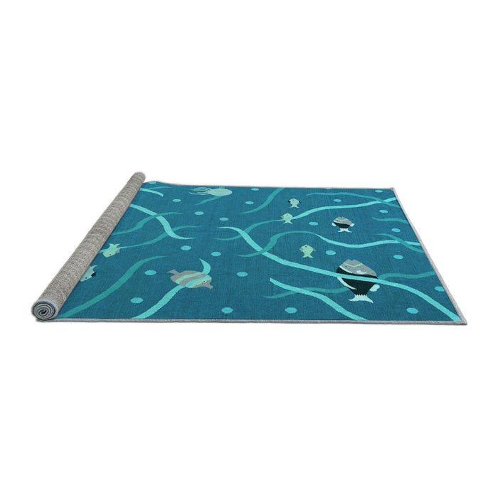 Sideview of Machine Washable Abstract Light Blue Contemporary Rug, wshcon2391lblu