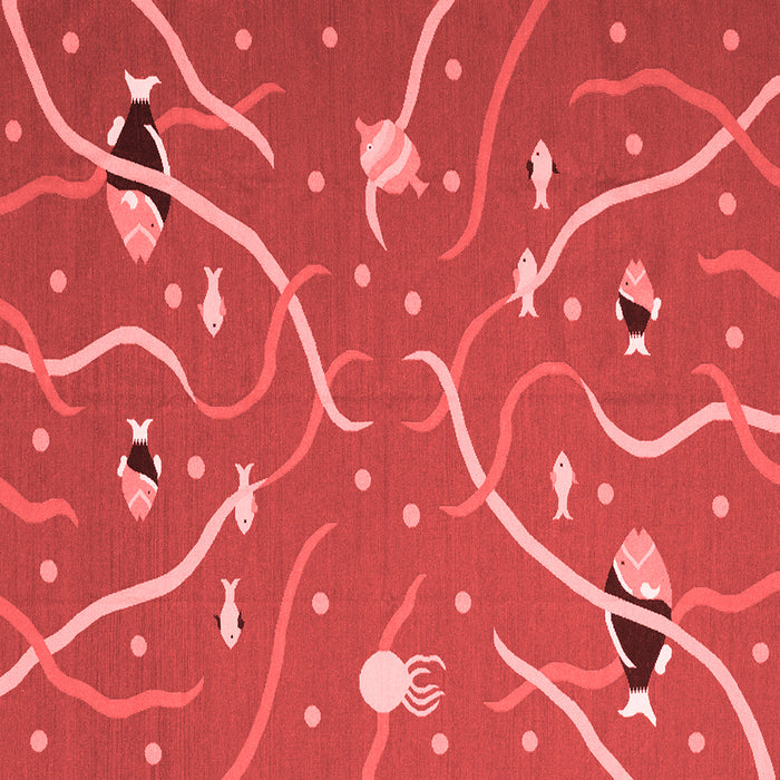 Abstract Red Contemporary Rug, con2391red