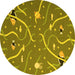 Round Abstract Yellow Contemporary Rug, con2391yw