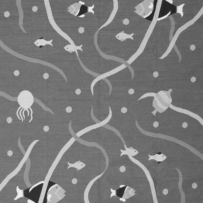 Serging Thickness of Machine Washable Abstract Gray Contemporary Rug, wshcon2391gry