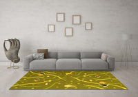 Machine Washable Abstract Yellow Contemporary Rug, wshcon2391yw